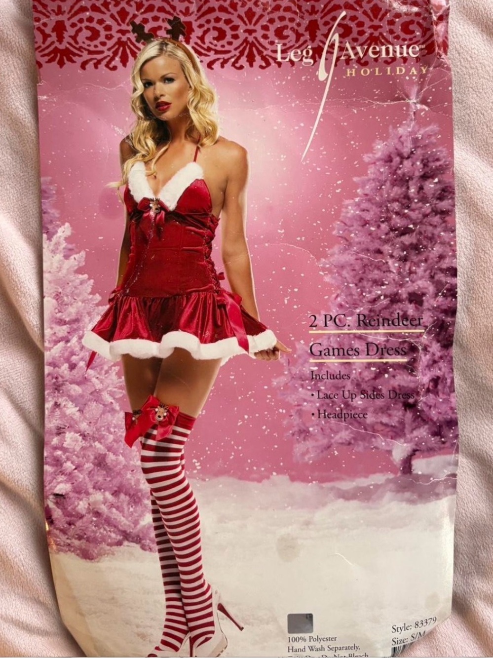 Vintage Leg Avenue Holiday Red Reindeer Games Dress - 2PC Women's Costume
